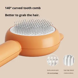 Peigne de toilettage pour chats et chiens en ABS avec système de retrait des poils à une touche pour le nettoyage des poils longs et le retrait des poils flottants - Product Image 1