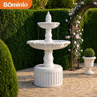 Fontaine de jardin en marbre blanc à 3 niveaux avec finition ananas sculptée à la main, pour décoration extérieure d'hôtels, villas et cours.
