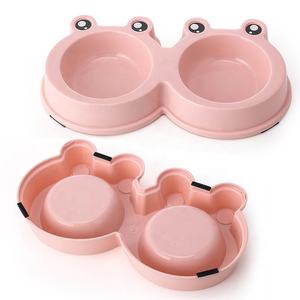 Mangkuk ganda anjing kecil yang ramah lingkungan bentuk kodok lucu plastik & baja tahan karat mangkuk pencampur makanan kucing peliharaan perlengkapan ODM - Product Image 6