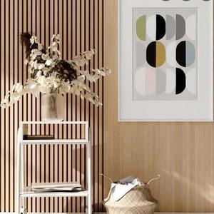 Pannello acustico moderno in fibra di poliestere pannello di <span class=keywords><strong>legno</strong></span> a strisce di griglia ritardante di fiamma concava-convessa parete per TV sfondo da parete - Product Image 3