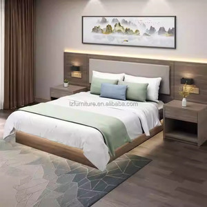 Complete Hotel Bedroom Furniture Sets Wood Queen King Bed Frame <b>With</b> Headboard Nightstand <b>Desk</b> Wardrobe for 3 Star Hotel Project - Product Image 3