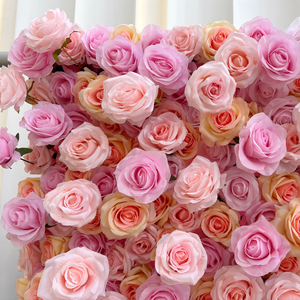 8ft X 8ft Silk Artificial <b>Pink</b> Rose Flower Wall Luxury Decorative Flower Wall <b>Backdrop</b> - Product Image 2