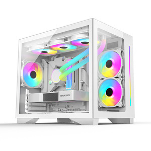 Nhà Máy Bán buôn màu trắng tinh khiết ATX Kính đầy đủ bên RGB dải ánh sáng thấm máy tính để bàn trường hợp giữa tháp trong kho - Product Image 6