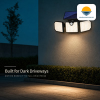 Lampe murale solaire LED carrée à double tête, 300LM, 30 LED, 12H d'autonomie, avec capteur PIR, micro-lumière, étanche IP65, pour porche et jardin