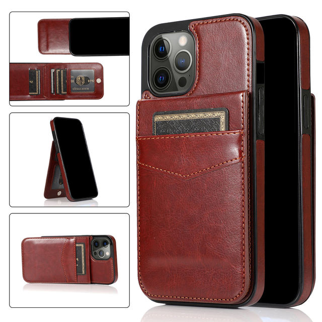 Flip Stand Card Holder Phone Case Leather Clasp Wallet With Card Holder Back Cell Phone Cover for Iphone 15 14 13 Pro Max
