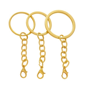 Llavero dorado con cadena y cierre de mosquetón de 70 mm, accesorio de joyería metálico galvanizado para bricolaje - Product Image 4