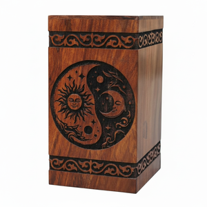 โกศไม้สีน้ำตาลสไตล์อเมริกันสมัยใหม่คุณภาพเยี่ยม ทำด้วยมือ สำหรับผู้ใหญ่ชายและหญิง พร้อมโลโก้สั่งทำ - Product Image 1