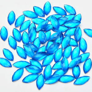 Strass en verre œil de <span class=keywords><strong>cheval</strong></span> <span class=keywords><strong>blanc</strong></span> 7*15mm, à dos plat, non thermocollants, pour vêtements et bijoux DIY - Product Image 1