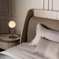Lit italien moderne cadre de lit en bois haut de gamme en cuir cadre de lit king size hôtel à quatre affiches luxe