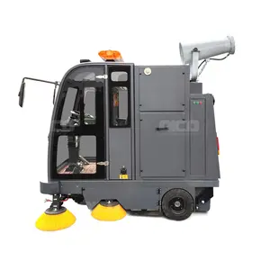 water spraying ride on cleaning driveway road floor sweeper for powder