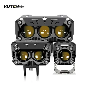 RUTENSE חדש מוצר 9-60v אופנוע Led פנס לבן צהוב ספוט עזר אוטומטי Led אור בהירות שני צבע רכב אורות