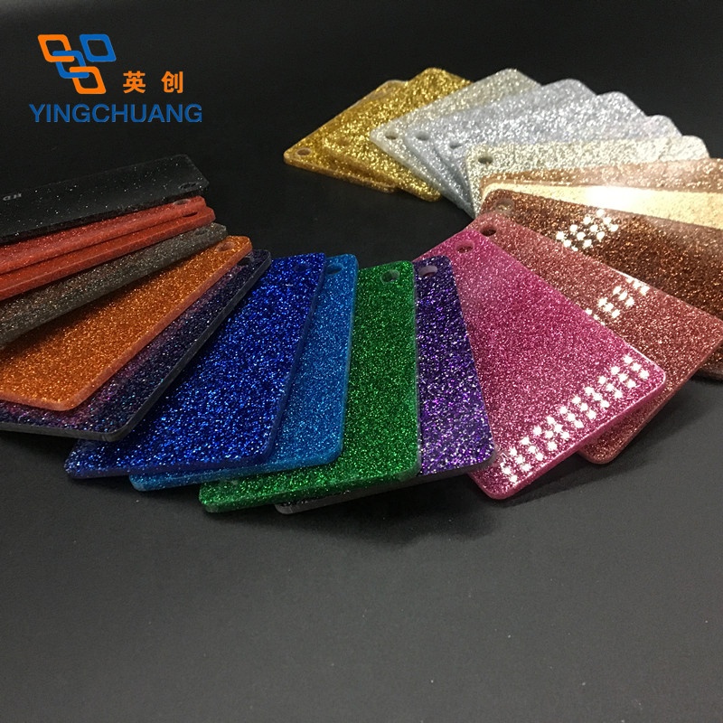 Yingchuang 1.22 X 2.44m Clear Colorful Pattern Glitter Stone Plastic Cast Acrylic Sheet 4mm for Decoration Material
