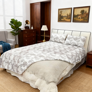 Vendita diretta in fabbrica-prezzo basso-puro cotone e lino-motivo Jacquard-Set di copriletti e trapunte in tre pezzi - Product Image 1