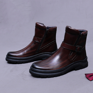 Stivali Chelsea da Uomo in Vera Pelle, Stile Retrò con Suola Spessa, Caldi, Punta Rotonda, Versatili e di Tendenza - Product Image 5