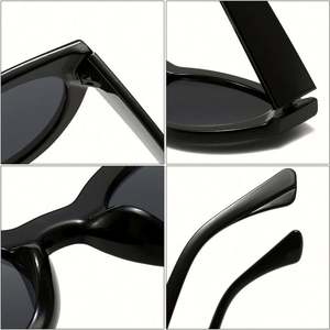 Gafas de Sol Ovaladas Negras Vintage de Moda Personalizadas al por Mayor, Gafas de Sol de Ojo de Gato con Marco Pequeño para Hombres y Mujeres - Product Image 5