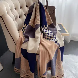 Wholesale new best selling ladies soft large wool scarf fashion geometric plaid jacquard long woman's winter cashmere scarf