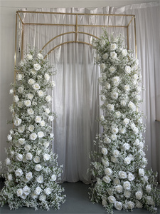 Cuerno de arco de boda blanco IFG con flor rosa y aliento de bebé para decoración de fondo - Product Image 5