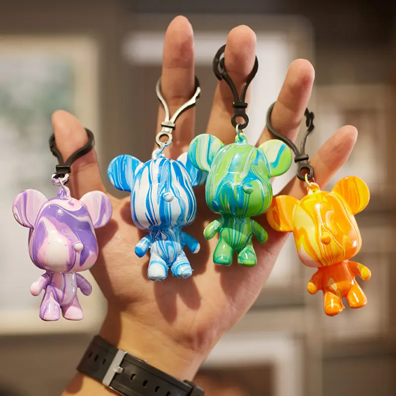 Nhà Máy Trực Tiếp Chất Lỏng Gấu Keychain Dễ Thương Handmade Tự Làm Keychain 6.5Cm 8Cm Chất Lỏng Gấu Keychain Cho Món Quà Trang Trí