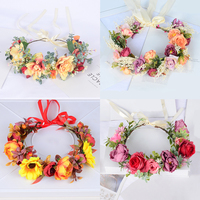 Guirlande de roses artificielles faites à la main en gros d'usine, serre-tête de mariée style princesse féerique 47 cm pour mariage et séance photo