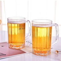 Vente en gros verres à bière en plastique transparent de 500 ml en acrylique polycarbonate incassable personnalisé chopes à bière avec poignée en acrylique