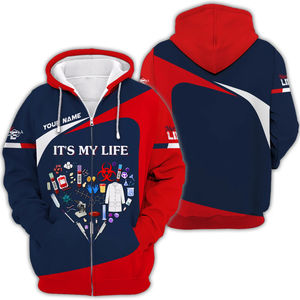 Felpa da uomo personalizzabile per infermiere <span class=keywords><strong>con</strong></span> cappuccio stampata in 3D <span class=keywords><strong>con</strong></span> cappuccio professionale <span class=keywords><strong>con</strong></span> grafica da infermiera maschile e nome personalizzato - Product Image 2