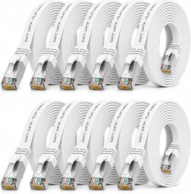 Cat6 Flat Patch Cord Cat7 Slim Ethernet Cable High Speed RJ45 Network Cable Bare Copper PVC Jacket Travel Router Office Desk