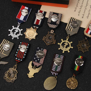 Nuova medaglia Harajuku da uomo e da donna europea americana spilla con nastro in lega di zinco piccolo distintivo blu scuro - Product Image 6