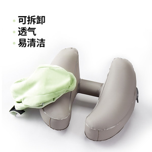 Oreiller gonflable de voyage en forme de U pour enfants, 22.5cm X 17cm X 6cm, vert menthe, support de cou portable pour la sieste en avion ou en train - Product Image 4