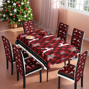 Nouvelle nappe de Noël imprimée imperméable et housses de chaise – Ensemble de décoration festive pour les fêtes - Product Image 1