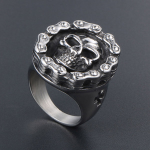 Retro Skull <b>Ring</b> <b>Men</b> Titanium Steel Geometric Skeleton Design Gift Jewelry SA514 - Product Image 2