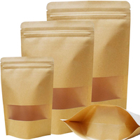 Sachet Doypack en Papier Kraft Brun de Haute Qualité avec Fenêtre Transparente, Fond à Quatre Soudures, pour Emballage de Grains de Café, Snacks et Aliments