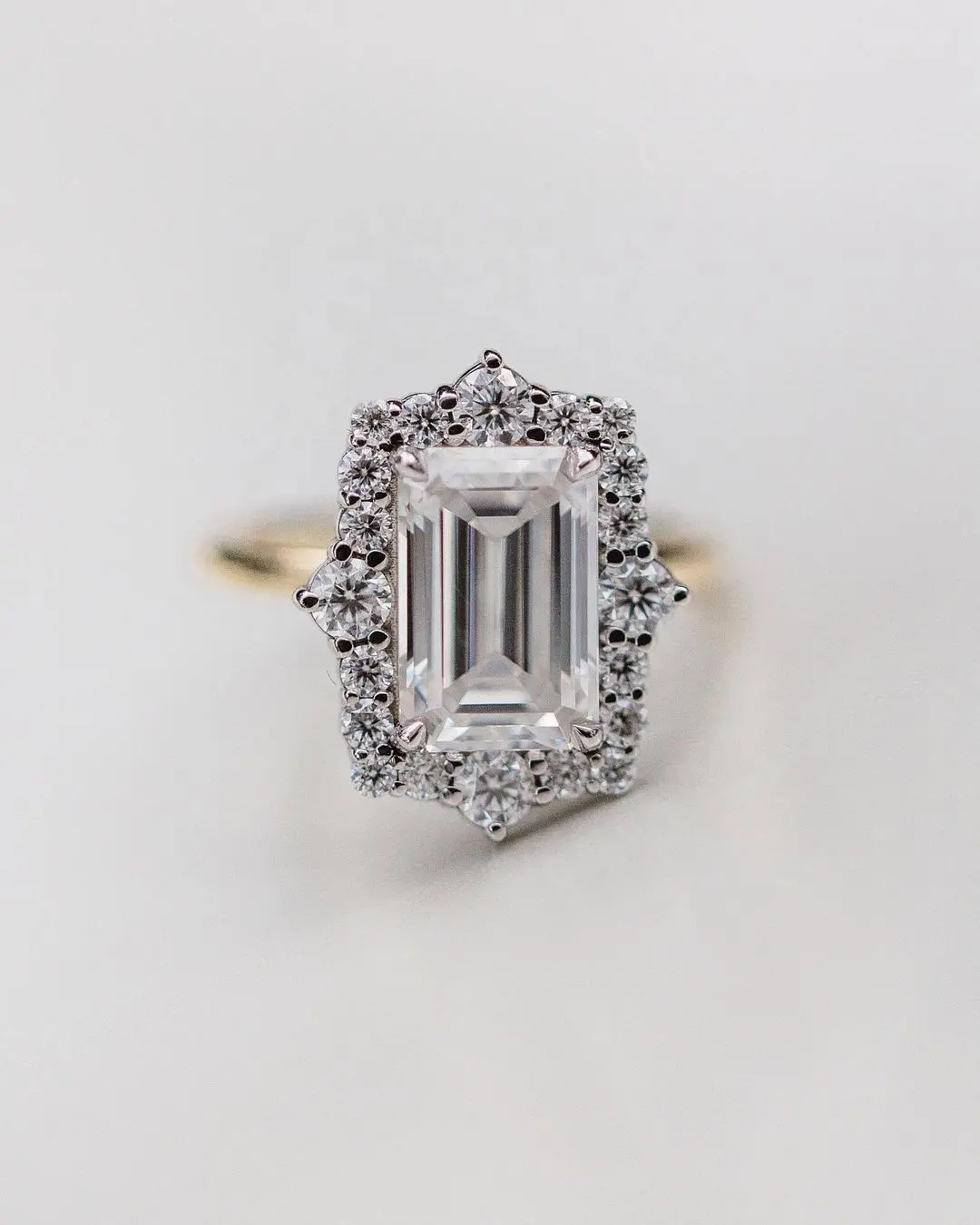 Обручальное кольцо с изумрудной огранкой, двухцветное кольцо с муассанитом 3,5 Карата из золота Au585, 14 к, шикарное кольцо для помолвки