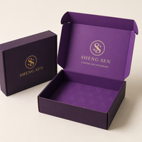 Boîtes d'emballage personnalisées pour vêtements de couleur violette, en matériau écologique, imprimées, haut de gamme, pour l'e-commerce, boîtes d'expédition avec logo