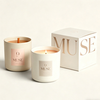 Boîte cadeau pour bougie personnalisée, parfumée, en matériaux recyclés écologiques rigides de qualité supérieure, avec pelliculage mat à feuille d'or, revêtement UV et doublure en éponge