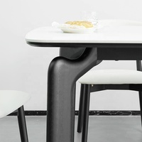 Zayshine Table rectangulaire en bois massif blanc minimaliste italien de luxe avec pieds de table en pierre frittée marbrée, mobilier de restaurant