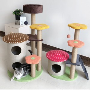 Cute Multi <b>Level</b> Cat Tree with Polka Dot Platforms Sisal Scratching <b>Posts</b> and Tree Hole Privacy for Indoor Cats - Product Image 3