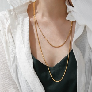 Chaîne de pull en acier inoxydable 316L plaqué or 18 carats, chaîne serpent <span class=keywords><strong>ronde</strong></span> pour fille, longueur 120 cm, vente en gros - Product Image 5