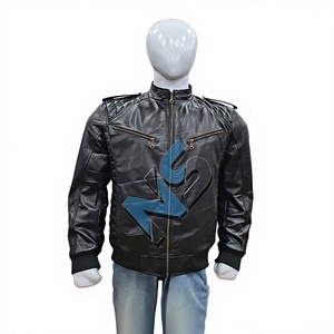 Nabtay Sports Men's Black Genuine Leather Slim Fit <b>Waterproof</b> Bomber <b>Jacket</b> Shoulder Epaulettes Ribbed Hem Stand Collar-<b>Winter</b> - Product Image 3