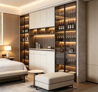 Meuble à vin mural moderne avec éclairage LED, vitrine à liqueurs en verre trempé, meuble de rangement pour bar à domicile sur mesure