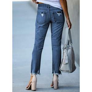 2025 <b>Women's</b> Zimbaplatinum High-Waisted Flared <b>Jeans</b> Breathable Drawstring Joggers Trousers Ripped Boyfriend <b>Pull</b>-<b>On</b> Denim - Product Image 4