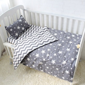 Set biancheria da letto in cotone naturale 100% stampato neonato Set biancheria da letto per culla copripiumino 3 pezzi, lenzuolo piatto, federa - Product Image 4