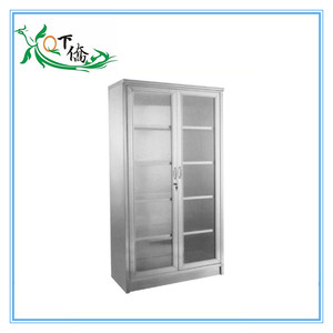Stainless Steel Hospital Cabinet With Glass Doors And Drawers For Medical Storage Industrial Design Durable Metal Construction - Product Image 2