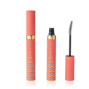 8ml fancy tangerine soft touch finishing empty metal/aluminum mascara tube/bottle/container with colorful logo and curved brush