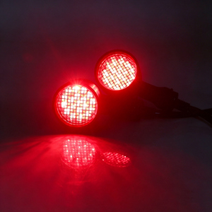 Motorcycle <b>Mesh</b> <b>Grille</b> Vintage LED Turn Signal Lights Fit Harle y Bobber Cruiser Amber Red Lens Blinkers - Product Image 6