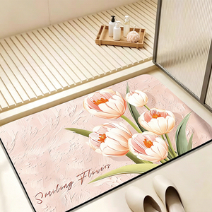 Tappetino da Bagno Moderno in Stile Floreale in Diatomite, Antiscivolo e ad Asciugatura Rapida, per Casa e Hotel, Tappeto Assorbente e Lavabile per Doccia e Bagno - Product Image 6