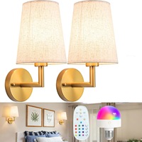 Lampe murale en tissu LED rechargeable avec télécommande sans fil et commande tactile, applique murale à intensité variable, lampe murale de luxe à piles