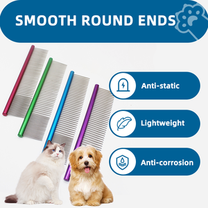 नई शैली के अनुकूल स्टेनलेस स्टील पालतू कंघी मल्टीकोलर कुत्ते को साफ कंघी करने वाले कुत्ते को साफ कंघी स्नान उत्पाद - Product Image 6