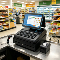 POS-терминал RUINAI 15,6 дюйма, черный, с Windows/Android, клавиатурой, денежным ящиком, встроенным принтером, все в одном