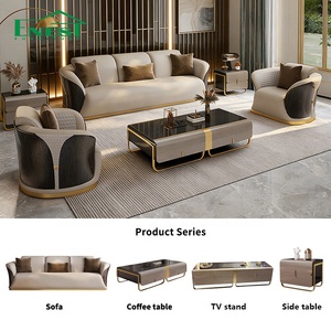 High End Luxury 1 2 <strong>3</strong> <strong>Seater</strong> Sofa Genuine <strong>Leather</strong> Antique Living Room Furniture Set Latest Design Home for Hotel Villa Home - Product Image 1