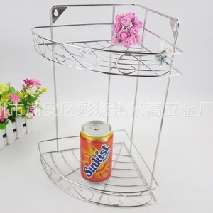 Stainless Steel <b>Corner</b> <b>Shelf</b> Wall Mounted Two Tier Durable Kitchen Bathroom Storage Rack - Product Image 2
